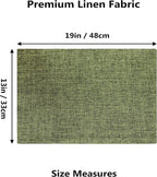 Home Brilliant Linen Cloth Placemats Set of 6 Heat Resistant Dining Table Place Mats Kitchen Washable Dining Mats for Dinner Decor, Green