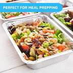 MontoPack Disposable Takeout Pans with Clear Lids | 5lb Capacity Aluminum Foil Food Containers with Seal for Freshness | Eco-Friendly & Recyclable | 25-Pack 6.5x9.5” Drip Pans