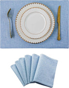 Home Brilliant Placemats Table Mat Set of 6 Heat Resistant Dining Place Mats for Kitchen Restaurant Wedding Holiday Celebration, Blue