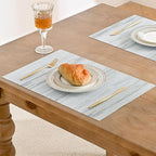 Leetaltree LightSteel Blue Placemats Set of 8 - Heat Resistant Non-Slip Place mats for Dining Table, Washable Durable PVC Vinyl Woven Table Mats（LightSteel Blue, 8）