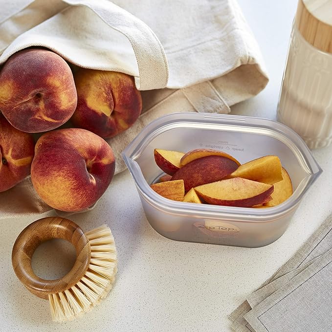 Zip Top Reusable Food Storage Bags | Small Dish [Teal] | Silicone Meal Prep Container | Microwave, Dishwasher and Freezer Safe | Made in the USA