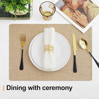 Homaxy Cloths Placemats for Dining Table Set of 4, Heat Resistant Washable Cotton Linen Blend Table Mats, Easy to Clean Place Mats for Indoor Outdoor Party Kitchen Decoration, 13" x 19", Flaxen