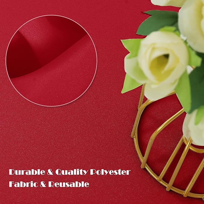 sancua Rectangle Tablecloth - 54 x 108 Inch - Stain and Wrinkle Resistant Washable Polyester Table Cloth, Decorative Fabric Table Cover for Dining Tables, Buffet Parties, Christmas Red