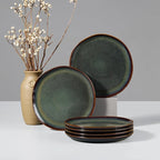 HaWare Stoneware Salad Plates Set of 6, 7.9” Heavy Duty Ceramic Plates, Reactive Glaze Dinnerware for Home Restaurant, Chip and Scratch Resistant, Microwave and Dishwasher Safe, Reactive Moss Green