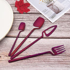 JASHII Flatware Set 32-piece Silverware Set Matte Finished Cutlery Set Service for 8 Include Knife/Fork/Spoon/Coffee spoon Dishwasher Safe (Purple)