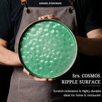 HaWare Stoneware Plates Set of 6, 7.9" Salad Plates, Reactive Glaze Ripple Ceramic Dish Set for Appetizer, Dessert, Scratch Resistant, Small Dinner Plate, Microwave and Dishwasher Safe, Reactive Green