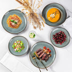 AmorArc Ceramic Dinnerware Sets,Handmade Reactive Glaze Stoneware Plates and Bowls Sets,Highly Scratch Resistant | Dishwasher & Microwave Safe Dishes Set,Service for 8 (24pc)