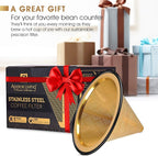 Compatible with Hario V60, Chemex Pour Over Coffee Filter - Wide Metal Base Reusable Stainless Steel Coffee Dripper - Paperless Coffee Filter for Sustainable Brewing