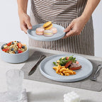 E-far Dinnerware Sets for 6, 18-Piece Stoneware Plates and Bowls Dish Set, Modern Kitchen Dinning Dishware, Chip and Scratch Resistant, Microwave & Dishwasher Safe, Speckled Gray