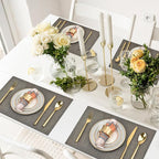 Placemats Set of 4 - Easy Clean Washable Vinyl Placemats - Wipeable Heat Resistant Table Mats for Dining Table - 17.7x11.8 Inch (4, Mint Gray)