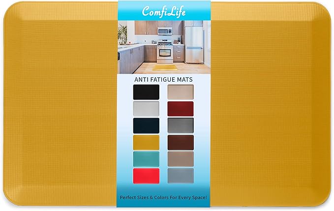 ComfiLife Anti Fatigue Floor Mat – 3/4 Inch Thick Kitchen Mats for Floor, Standing Desk Mat, Kitchen Rug – Comfort at Home, Office – Durable – Stain Resistant – Non-Slip Bottom (20" x 32", Mustard)