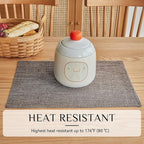 Softalker Faux Linen Placemats Set of 8-12 x 18 Inch, Heat Resistant Double Layered Durable Burlap Farmhouse Place Mats, Non-Slip Washable Rustic Table Mats for Dining, Kitchen, Party,Natural Linen