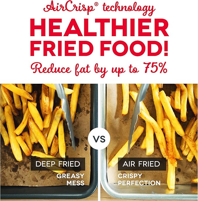 DASH Tasti-Crisp™ Electric Air Fryer Oven, 2.6 Qt., Grey – Compact Air Fryer for Healthier Food in Minutes, Ideal for Small Spaces - Auto Shut Off, Analog, 1000-Watt