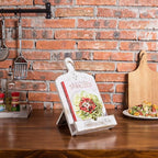 MyGift Recipe Book Holder, Whitewashed Wood Cutting Board Style Cookbook Holder, Wooden Book Stands for Display