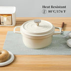 Leetaltree Mint Cream Placemats Set of 6 - Heat Resistant Non-Slip Place mats for Dining Table, Washable Durable PVC Vinyl Woven Table Mats（Mint Cream, 6）