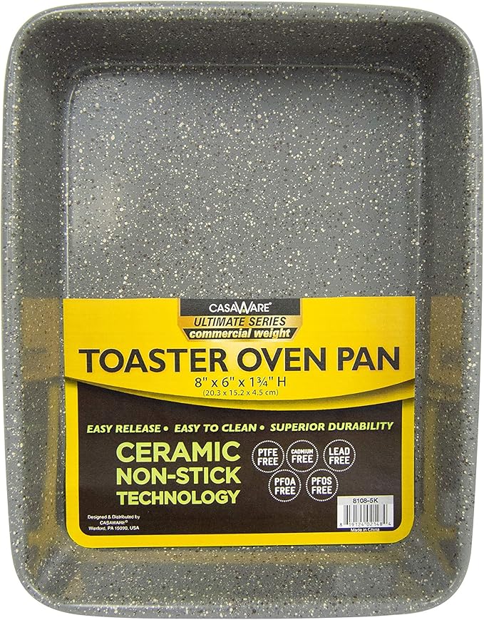 casaWare 3pc Ultimate Series Commercial Weight Toaster Oven Bakeware Set (Silver Granite)