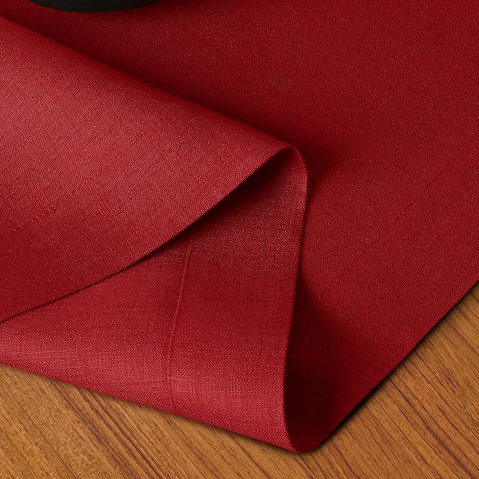 D'Moksha Homes Linen Red Table Runner 72 Inches Long - 100% Pure Linen 14 x 72 Inch Table Runner for Dining, Summer, Fall and Halloween - Machine Washable