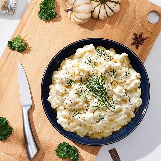 E-far Pasta Bowls Set of 4, 35oz Ceramic Large Salad Plate Bowls for Kitchen, Wide and Shallow Design for Serving Soup Pasta, Double Reactive Glaze, Dishwasher & Microwave Safe, Deep Sea Blue