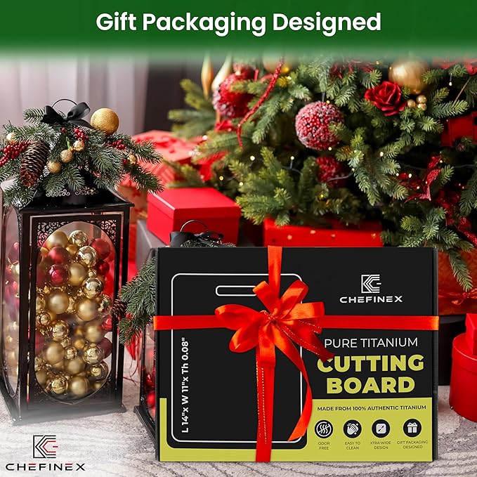 Pure Titanium Cutting Board – 14” x 11” x 0.08” – Ultra-Wide, Real Titanium, No Odor, Hygienic Surface For Fruits, Vegetables, Meat, Heavy-Duty Metal Chopping Mat for Kitchen (Large)