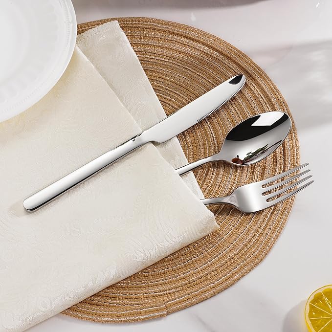 20 Piece 18/10 Stainless Steel Silverware, Rust Proof Flatware Set for 4, Heavy Duty Silverware Set, fork Spoon Knife Set, Dishwasher Safe
