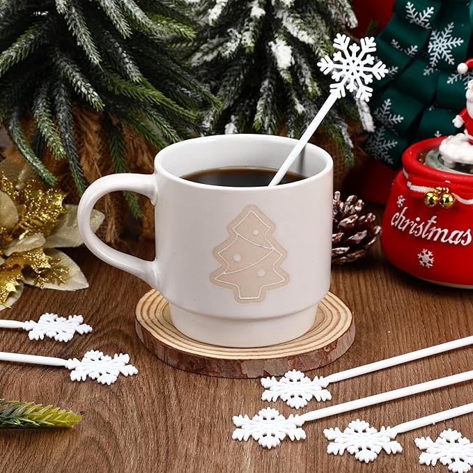 36 Pcs Christmas Drink Stirrers,Snowflake Cocktail Stirrers Plastic Swizzle Sticks Reusable Coffee Stirrer Stir Sticks for Winter Holiday Party Coffee Tea Hot Cocoa Bar Supplies Decoration