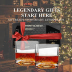 LIITON Mount Rainier Heavy Crystal Whiskey Glasses Gift Set of 2, Thick Freezable Bourbon Glass 1lb Each, Premium Whiskey Gifts for Men, Frozen Crystal Chills Cocktails, 10 oz