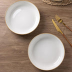 GBHOME 9'' Large Ceramic Pasta Bowls, 38oz Stoneware Pasta Serving Bowls Set of 4 for Kitchen, Wide Bowls for Fruit,Pasta,Salad,Oatmeal,Meal, Microwave Safe, Reactive Glaze-Pear White