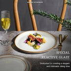 HaWare Stoneware Dinner Plates Set of 6, 10" Heavy Duty Ceramic Plates, Reactive Glaze Dinnerware for Home Restaurant, Chip and Scratch Resistant, Microwave and Dishwasher Safe, Reactive Pearl White