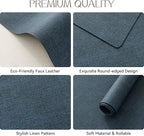 Romanstile Vinyl Placemats Set of 6-12 X 18 Inch - Heat Resistant Place Mats 100% Waterproof Oilproof Wipeable Reversible Faux Leather Table Mats for Kitchen/Dining/Party/Outdoor, Navy Blue