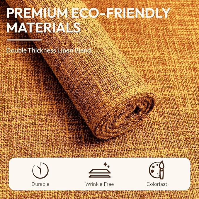 Blue Forest Placemats Set of 8, Dual-Layered Thickened Faux Linen Cloth Place Mats Heat Resistant Machine Washable Wrinkle Free Table Mats Indoor/Outdoor (Orange)