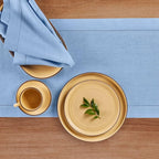 Solino Home Linen Cornflower Blue Hemstitch Table Runner 48 Inches - 100% Pure Linen Small Table Runner 14 x 48 Inch Ideal for Dresser and Coffee Tables - Classic Hemstitch, Summer