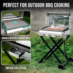 Portable Propane Gas Griddle 3-Burner with Foldable Cart & Side Table, Flat Top Gas Grill Griddle Stove with Lid, for Outdoor Cooking Patio Backyard Camping RV Tailgating Beach, GS310