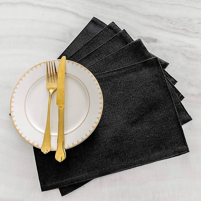 Home Brilliant Black Placemats Set of 8 Heat Resistant Halloween Table Mats Cloth Dining Spring Table Place Mats Kitchen Washable Placemat, Black