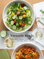 YHOSSEUN 9.75" Pasta Bowls Set of 4, 50 OZ Large Salad Serving Bowls, Ceramic Pasta Plate Bowls, White Soup Bowl, Microwavable Dinner Bowls for Kitchen, Embossed Sunflower