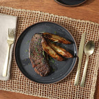 Gibson Elite Northrock Stoneware Dinnerware Set, 16-Piece Service for 4 Plates and Bowls Set – Assorted Colors Blue, White, Pink, Gray Dishes with Hand-Painted Terracotta Base