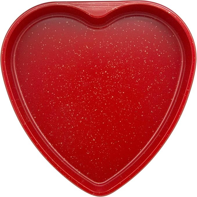 casaWare Ceramic Coated NonStick 11-Inch (10-Cup) Heart Pan Red Granite