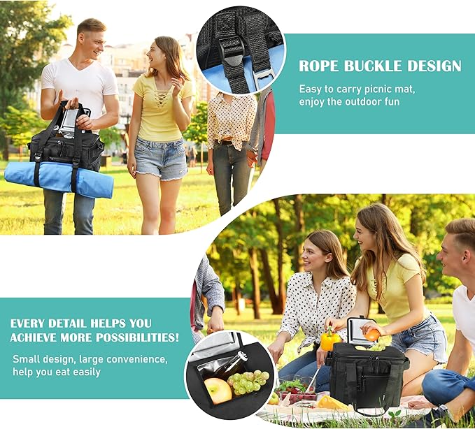 Tirrinia Large Insulated Cooler Bag - Outdoor Leakproof Cooler Box for Women & Men - Portable Freezer Bag with Adjustable Shoulder Strap for Camping, Picnic, Golf, Beach