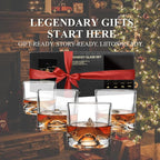 LIITON The Peaks Heavy Crystal Whiskey Glasses Gift Set of 4, Thick Freezable Bourbon Glass 1lb Each, Premium Whiskey Gifts for Men, Frozen Crystal Chills Cocktails, 10 oz