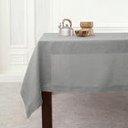 Solino Home Linen Tablecloth 60 x 108 Inch - Classic Hemstitch 100% Pure Linen Soft Grey Table Cloth for Rectangle Tables - Machine Washable Tablecloth for Summer, Fall, Autumn