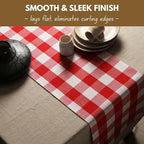 Native Fab Table Runner Buffalo Check Plaid 100% Cotton - 13x102 Inches Kitchen Dining Table Decoration for Indoor Outdoor Farmhouse Home Party Decor - Red and White