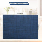 Navy Blue Placemats Set of 4 - Easy Clean Washable Vinyl Placemats - Wipeable Heat Resistant Table Mats for Dining Table - 17x12 Inch (Navy Blue, 4)