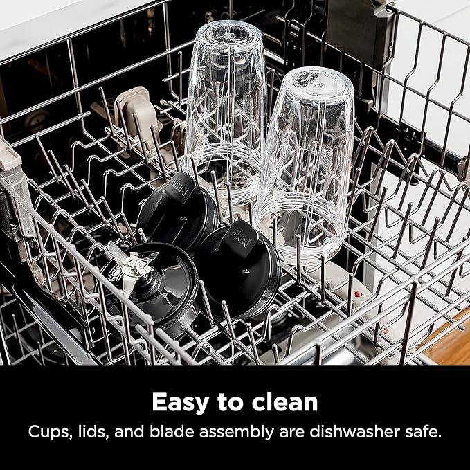 Ninja | Blender | Nutri Pro | Single Serve | For Smoothies, Salsa, Shakes and Frozen Drinks | Includes 2 Smoothie Cups & Lids | Crushes Ice, Fruit & Veggies |Silver | BN401