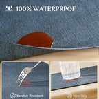 Softalker Vinyl Placemats Set of 8 - Faux Leather Heat Resistant Place Mats, 100% Waterproof Oilproof Wipe Clean Table Mats for Indoor & Outdoor Use, 17’’×12’’, Navy Blue