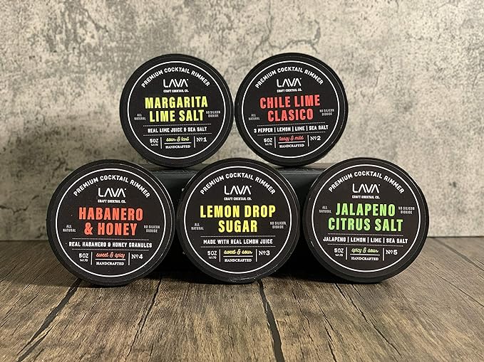 LAVA Premium Margarita Lime Sea Salt Cocktail Rimmer, All Natural Margarita Rimmer Sea Salt Rocks, Real Lime, Tart & Sour, No Silicon Dioxide, with Easy Screw-On Lid - 6oz