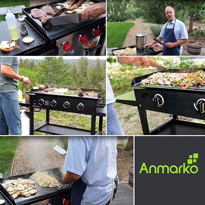 Metal Spatula Set - Griddle Long Spatula - Teppanyaki spatulas - Griddle Scraper and Pancake Flipper or Hamburger Turner - Stainless Steel Utensil great for BBQ Grill Flat Top - Commercial Grade