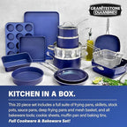 Granitestone Ceraluxe 20Pcs Ceramic Cookware Set Nonstick, Complete Pots and Pans Set Non Stick with 5 Pc Bakeware Set, Deep Frying Pan Set, & Steamer, Non Toxic PFOA Free, Oven & Dishwasher Safe