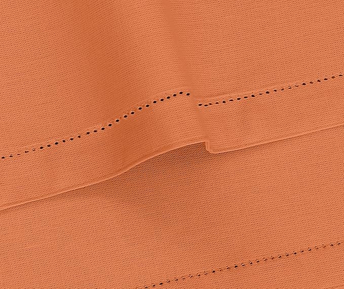 Ruvanti Linen Placemats Set of 6-13x19 Inch, Classic Hemstitch, Heat ‎Resistant Machine Washable Place Mats, Soft & Elegant- Perfect for Christmas, ‎Thanksgiving, Easter, Weddings, Dinner - Orange