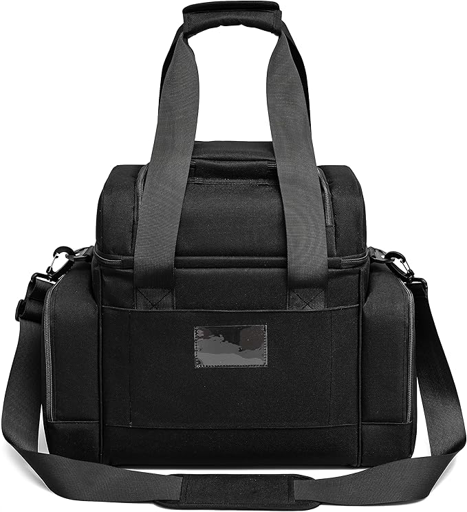 Large Cooler Bag (15x12.5x9 in). Two Insulated Compartment, Heavy Duty Fabric, Thick Insulation, Reinforced Stiches, Multiple Pockets, Durable Zipper.