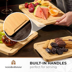 Bamboo Cutting Board Set of 3 with Holder, Light Color, Durable & Eco-Friendly, Perfect for Chopping, Serving, and Food Prep - Wooden Cutting Boards for Kitchen, Wood Cutting Board