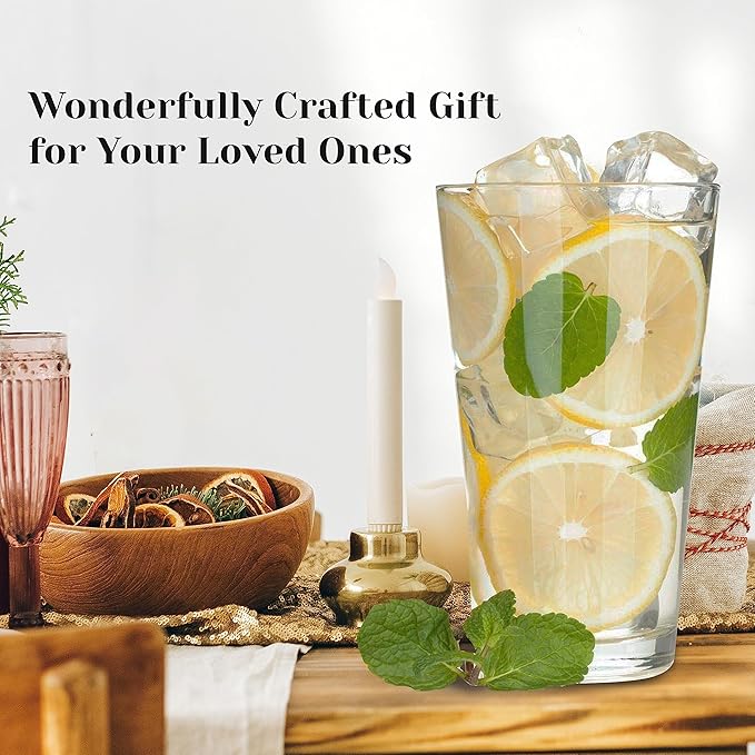 Pint Glasses Set of 6 - 16 oz Drinking Glasses Made for Cold Beverages - 16 oz Mixing Glass & Highball Set of 6 for Homes, Pubs & More - Freezer & Dishwasher-Friendly Cocktail Glasses, PARNOO